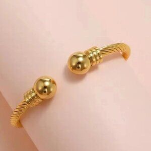 Anthropologie Ball 18K Gold Stainless Steel Waterproof Cuff Bracelet